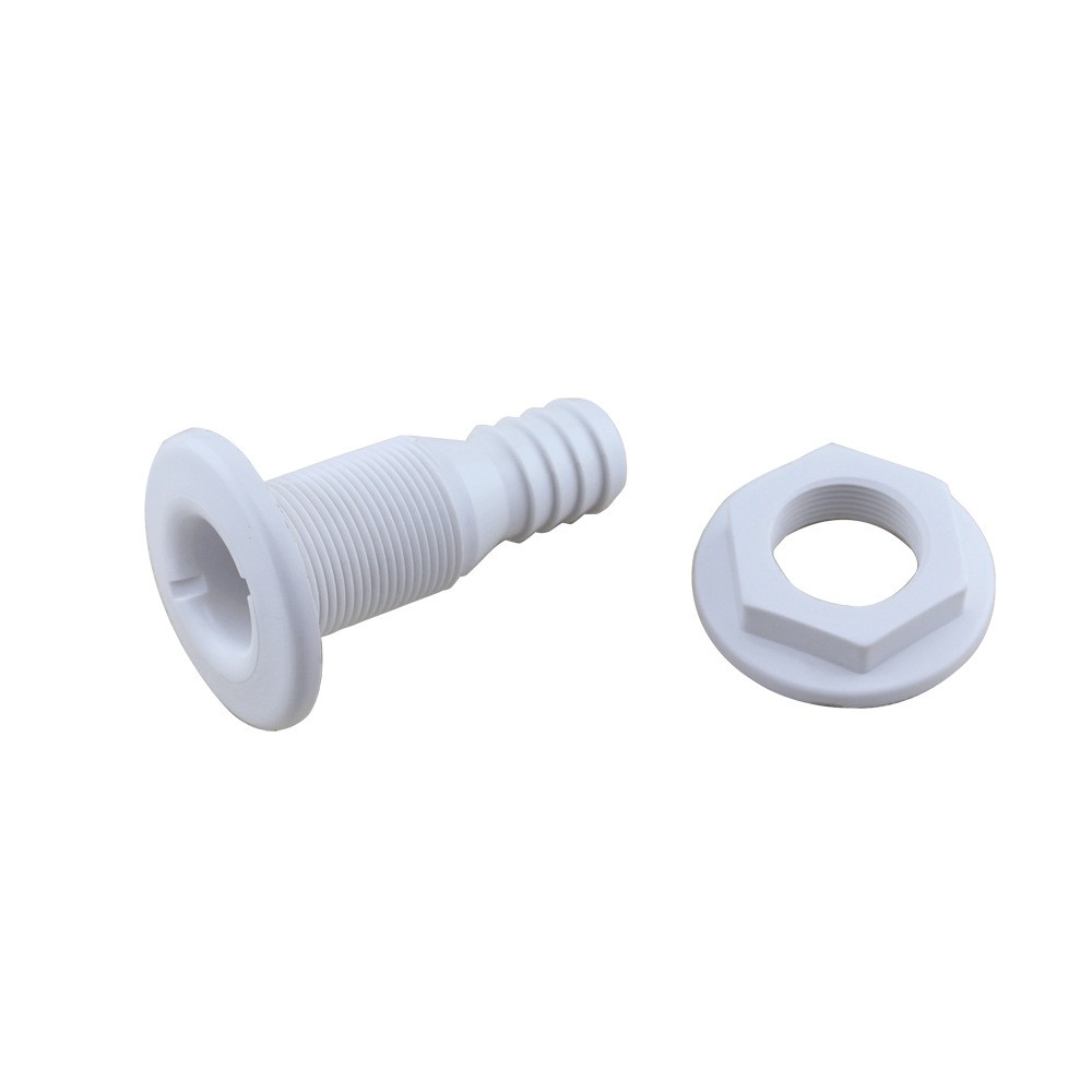 Marine Boat Fitting Supplies Nylon Plastic Through Thru Hull Bilge Fitting ABS White Plastic Outlet Yacht Plastic Outlet Anti-Aging Marine Outlet