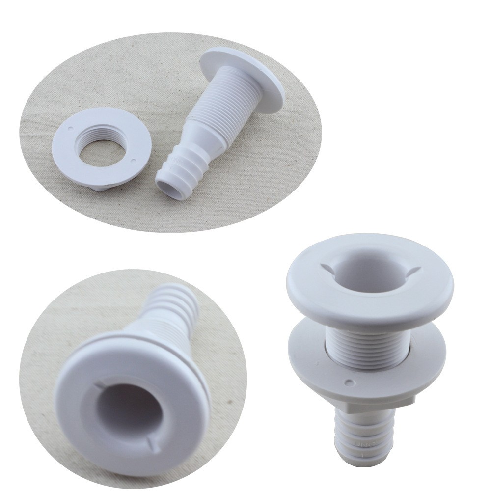 Marine Boat Fitting Supplies Nylon Plastic Through Thru Hull Bilge Fitting ABS White Plastic Outlet Yacht Plastic Outlet Anti-Aging Marine Outlet