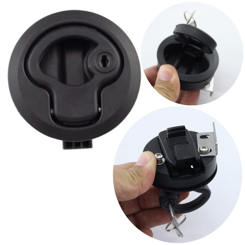 Marine Key Slam Latch Plastic Black Cupboard Parts Heavy Duty Boat Marine Latch Lock Circular Floor Lock