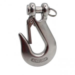 Stainless Steel 304 Sheep Horn Sliding Hook Fork Type Opening Anti Detachment Lifting Hook Safety Cargo Hook