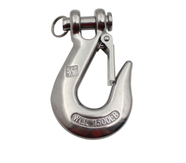 Stainless Steel 304 Sheep Horn Sliding Hook Fork Type Opening Anti Detachment Lifting Hook Safety Cargo Hook