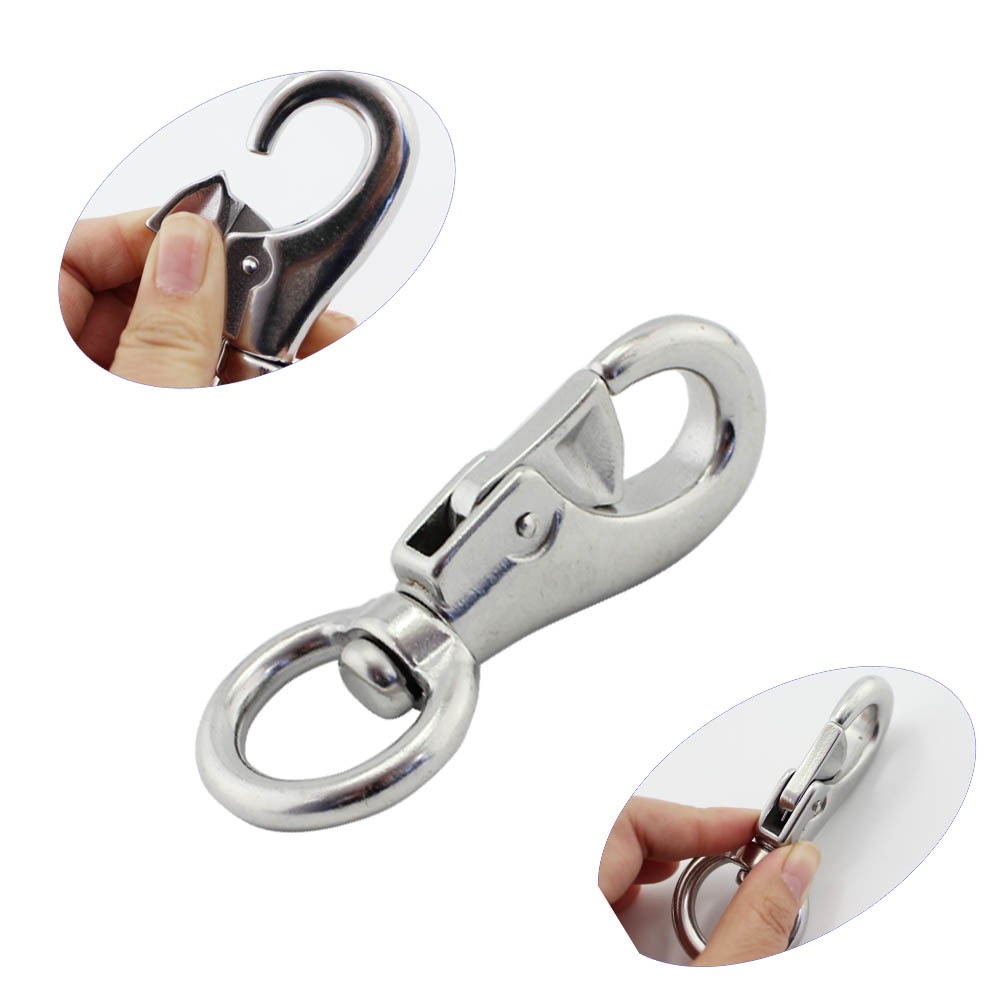 Stainless Steel 304 Cow Head Hook Pet Traction Rope Hook Metal Carabiner Swivel Dog Buckle Round Swivel Snap Hook